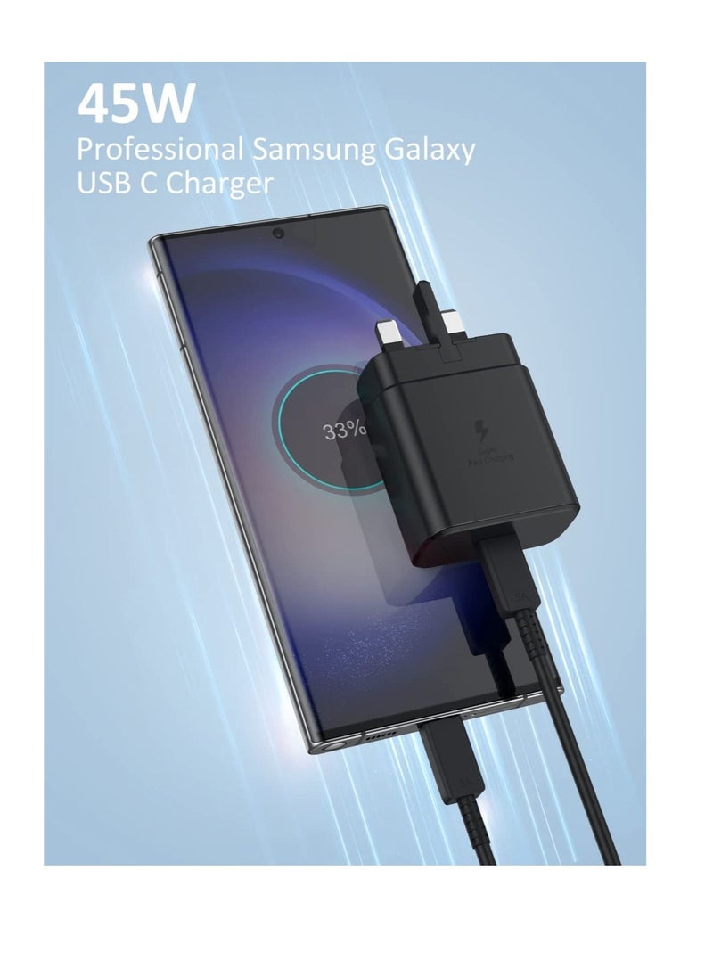 Generic - 45W USB C Fast Charger Plug and Cable 1.2M PPS Type C Super-Fast Charging Plug and USB C Cable Compatible with Samsung Galaxy S25 Ultra/S24 Ultra/S24+/S23/S22/S24/S20/Note 20/Note 10/Tab S8/Tab S9/Z Flip 6/Z Flip5/Z Fliip 4/Z fold 6/Z Fold 5 and Galaxy A56/A55/A54/A16/A15/A14/A36/A35/A34/A26/A25/M56/M55 - Image 1