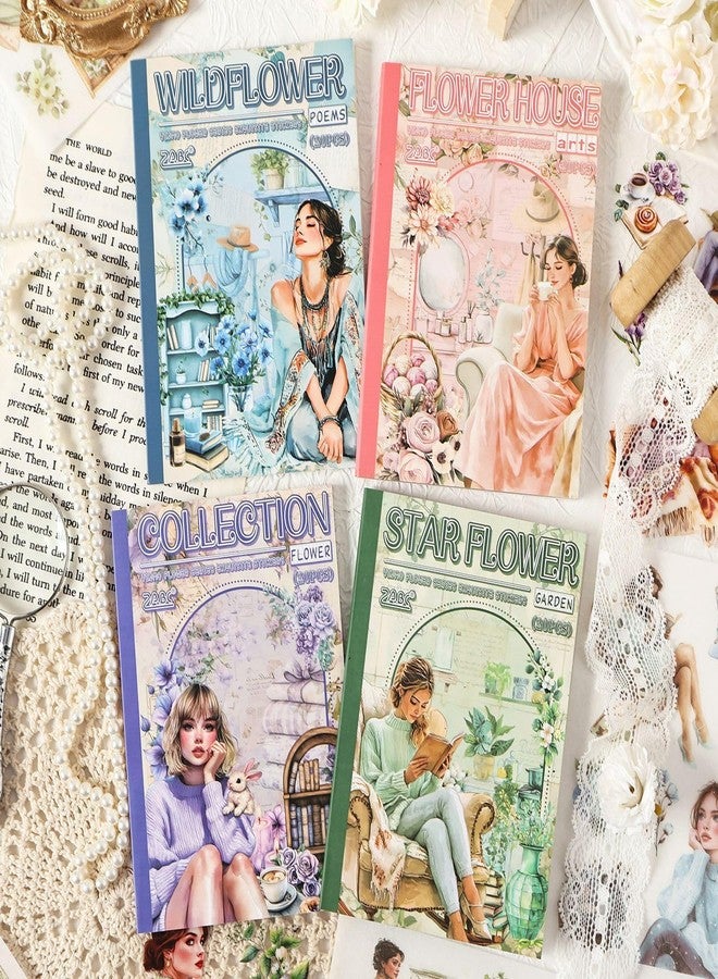 SAMVARDHAN Aesthetic Floral Girl Sticker Pack – Vintage Flower Journal Stickers for Scrapbooking, Bullet Journal, Planner Decoration, DIY Crafts & Art Supplies (80 Sheets), Pack of 4 - Image 1