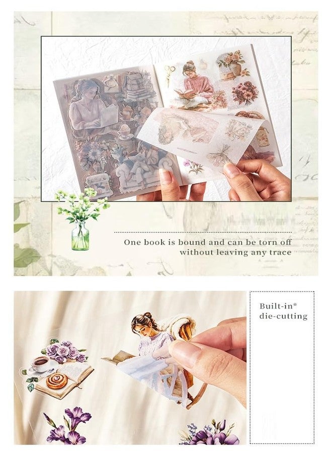 SAMVARDHAN Aesthetic Floral Girl Sticker Pack – Vintage Flower Journal Stickers for Scrapbooking, Bullet Journal, Planner Decoration, DIY Crafts & Art Supplies (80 Sheets), Pack of 4 - Image 3
