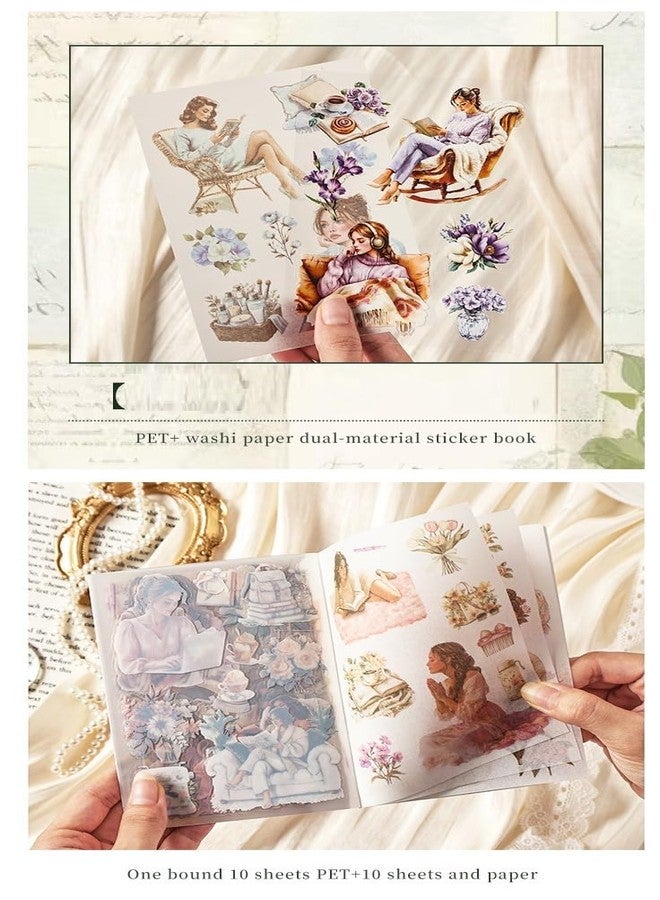 SAMVARDHAN Aesthetic Floral Girl Sticker Pack – Vintage Flower Journal Stickers for Scrapbooking, Bullet Journal, Planner Decoration, DIY Crafts & Art Supplies (80 Sheets), Pack of 4 - Image 5