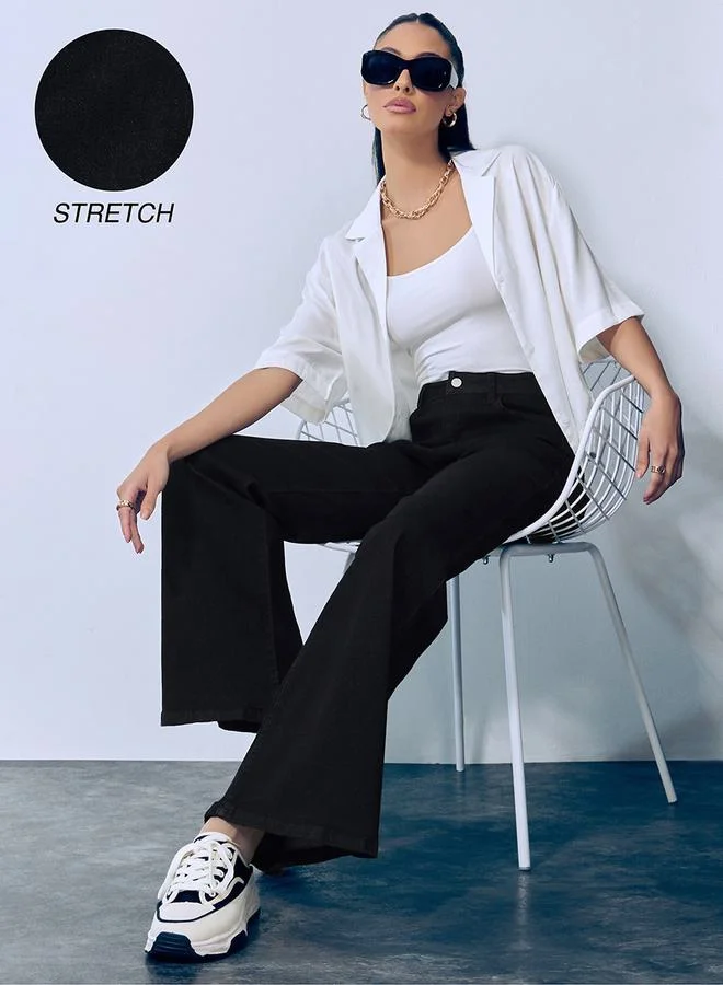 Styli Relaxed Fit High Rise Wide Leg Jeans