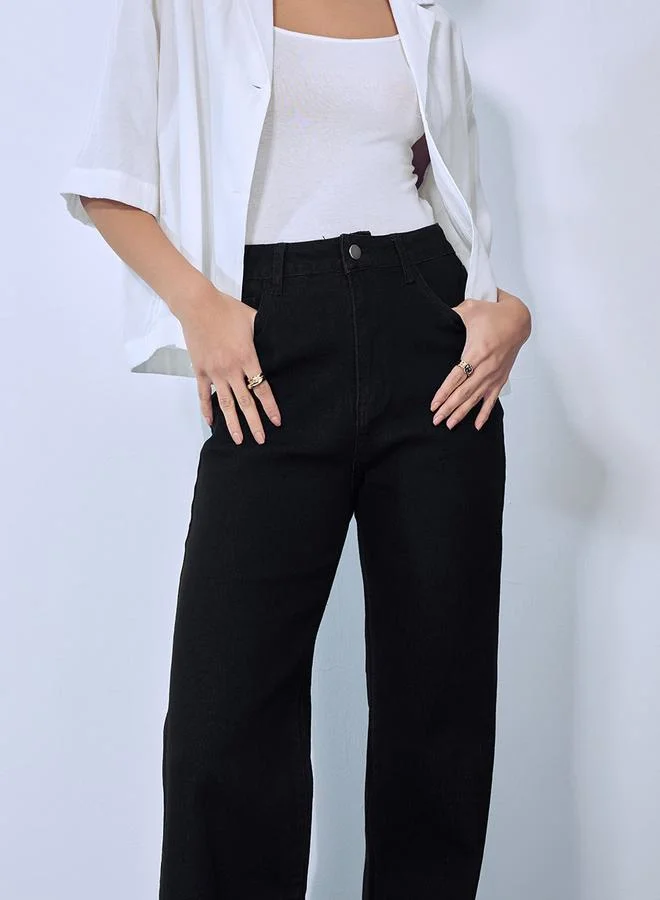 Styli Relaxed Fit High Rise Wide Leg Jeans