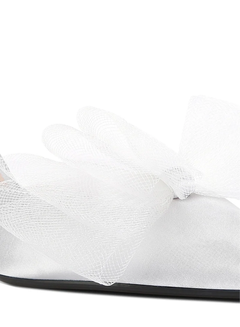 London Rag London Rag Women's Silver Organza Bow Embellished Mules