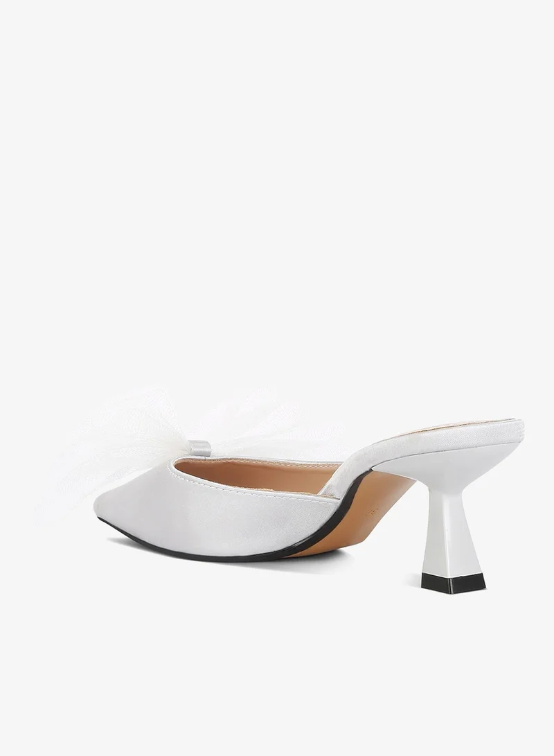 London Rag London Rag Women's Silver Organza Bow Embellished Mules