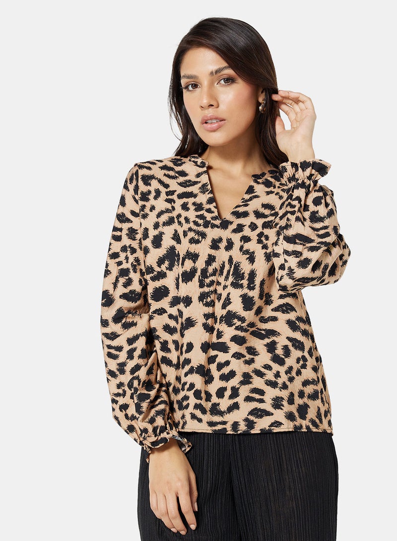 Printed Long Sleeve Blouse