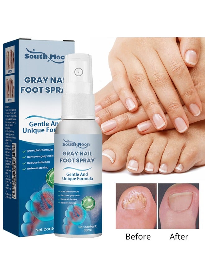 ساوث مون رذاذ القدم الرمادي للأظافر - تركيبة لطيفة وفريدة من نوعها ، تركيبة مضادة للفطريات ومزيلة للروائح الكريهة للقدمين ، مهدئة ومنعشة للقدمين ، علاج فطريات أظافر القدم 30 مل - Image 1