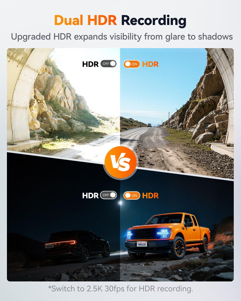 WOLFBOX X3 PRO Dash Cam Front and Rear, Dual STARVIS 2 IMX675, 1440P 60FPS+1440P ADAS Car Camera, EIS Image Stabilization with Ultra-Fast 5.8GHz WiFi, Voice Control & 3" Touch Screen, 64GB Card & GPS - Image 4