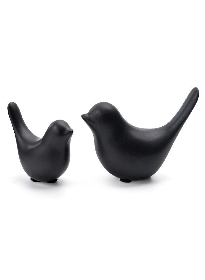Notakia Small Birds Statues Home Decor Modern Style Decorative Ornaments for Living Room, Bedroom, Office Desktop, Cabinets (Black 2Pcs Birds) - Image 1