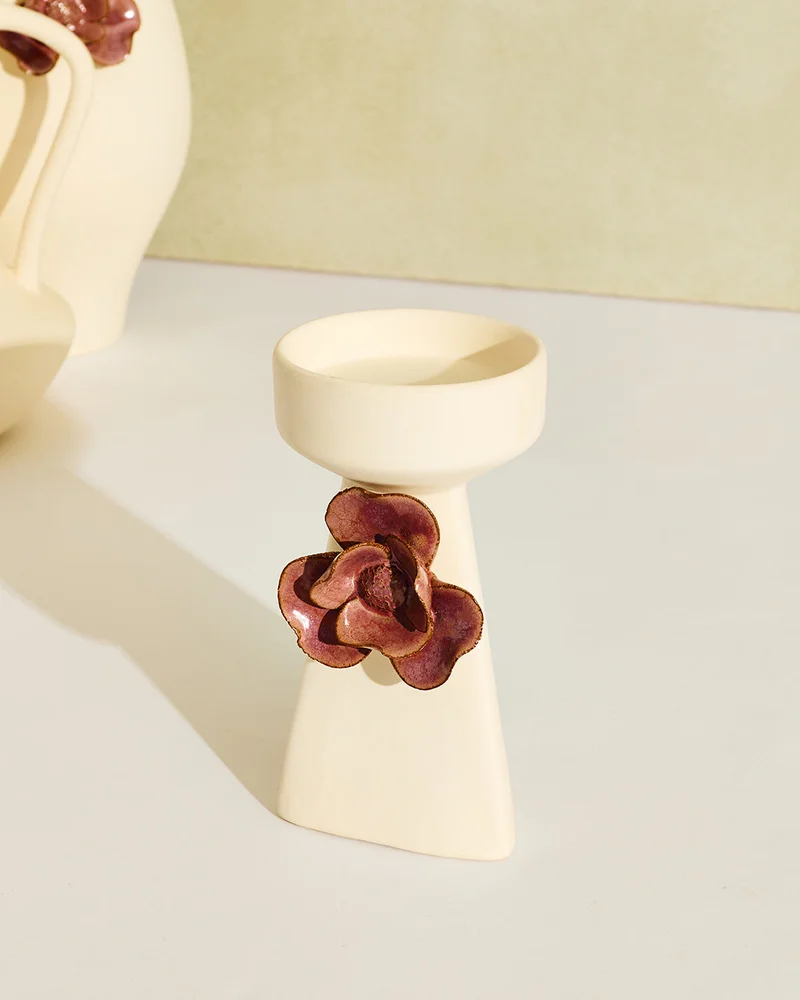 REDTAG Cream Ceramic Candle Holder Small