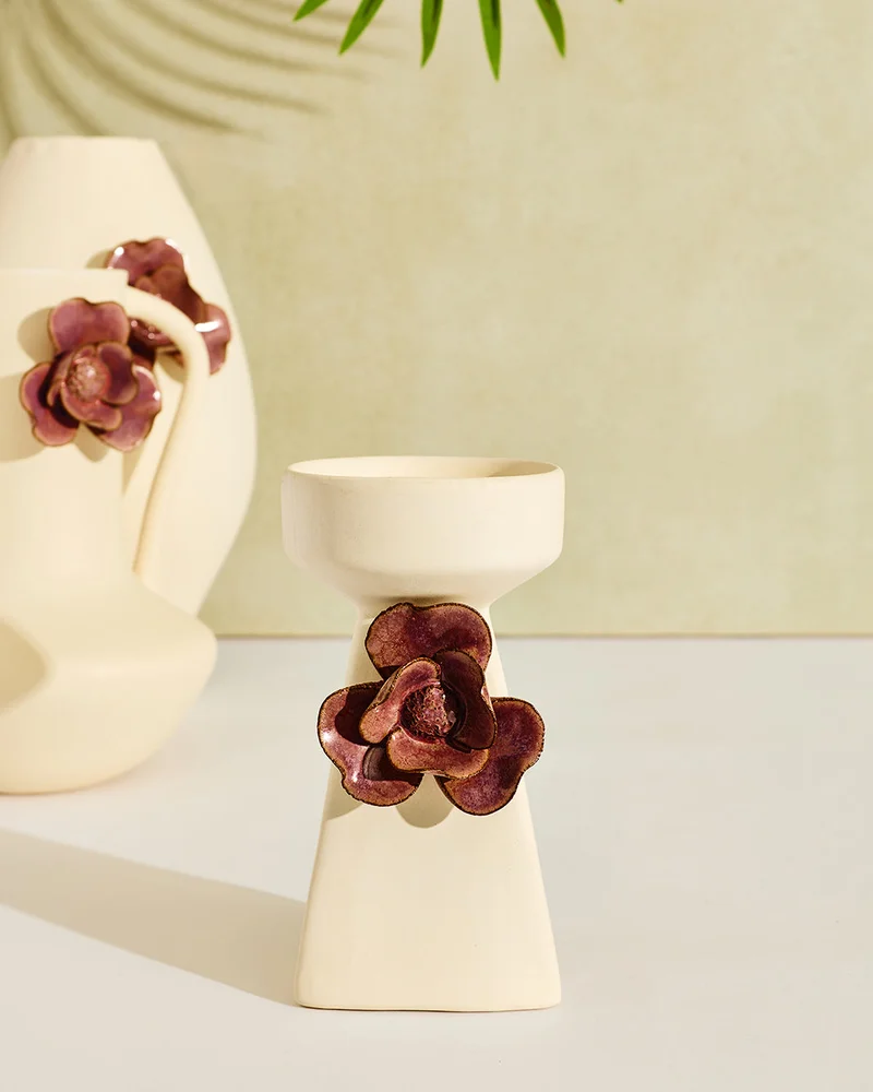 REDTAG Cream Ceramic Candle Holder Small