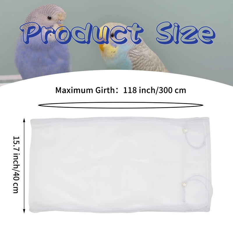 Daoeny 2Pcs Large Bird Cage Cover, Adjustable Parrot Nylon Airy Soft Mesh Net, Universal Seed Feather Catcher, Birdcage Cover Skirt Sheer Guard for Parakeet Macaw Round Square Cages - Image 3