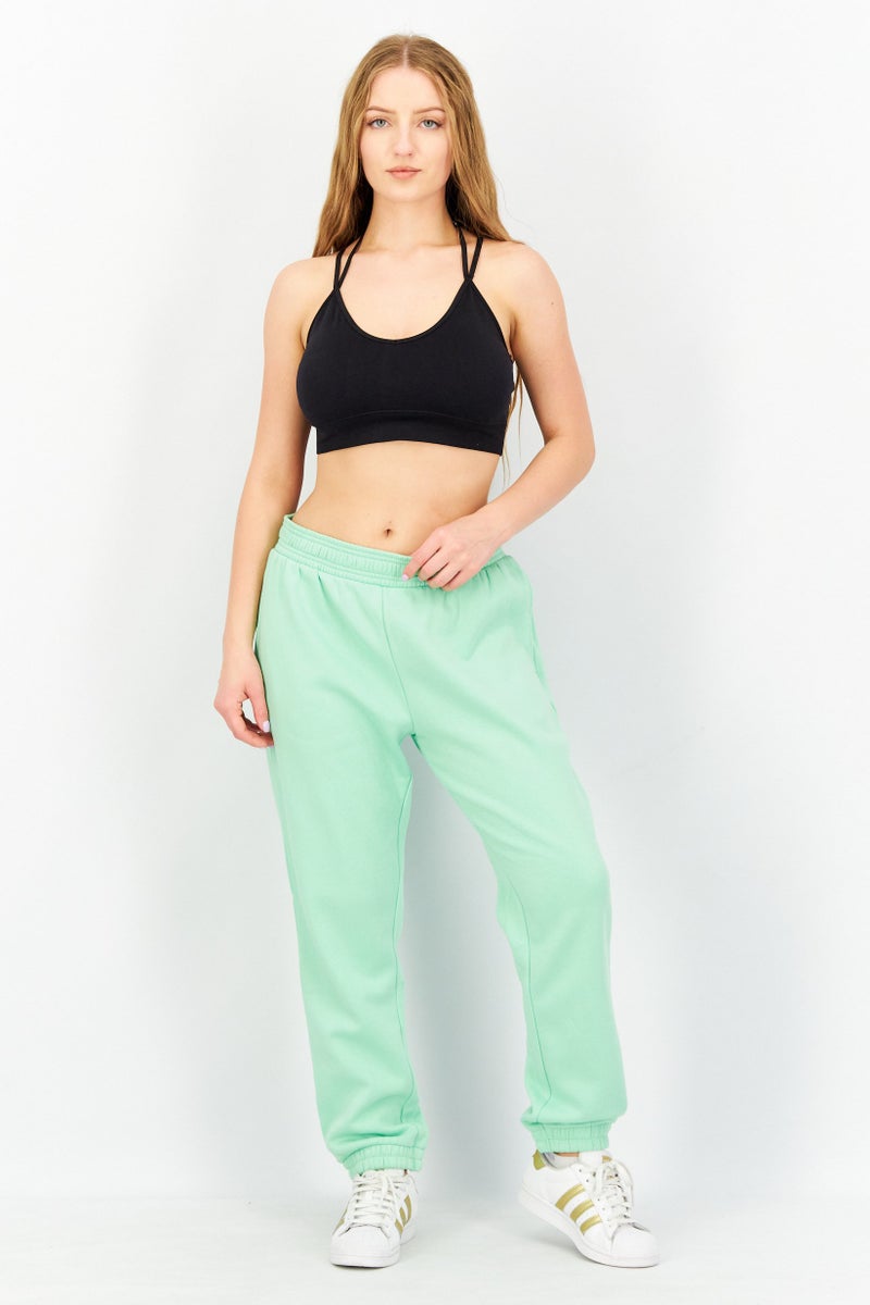 Tchibo Women Plain Pull-On Jogger Pants, Mint - Image 4