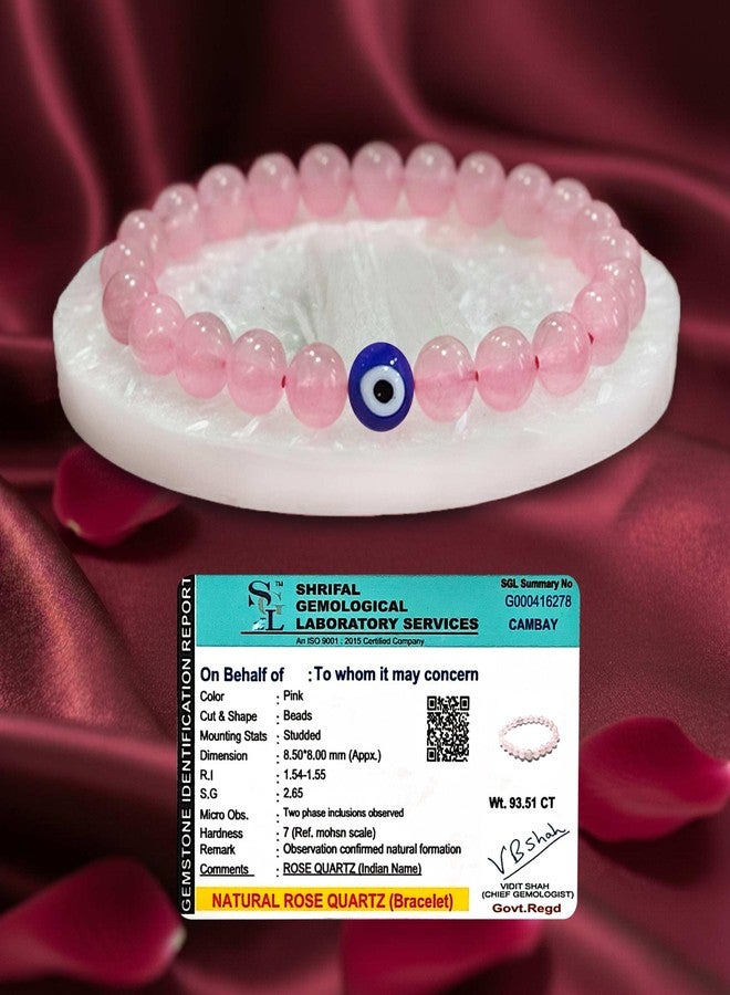 SOLAVA Rose Quartz Bracelet Original Certified with Selenite Plate | Natural Rose Quartz Crystal Stone Bracelet for Men & Women | Love, Healing & Energy Cleansing - Image 2