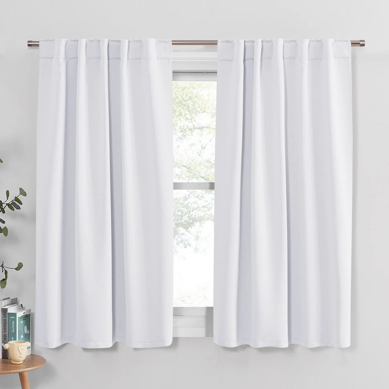 PONY DANCE White Window Curtains  Window Dressing Soft Fabric Back TabRod Pocket Kids Drapes Privacy Protect for Bedroom  Bathroom 42 W x 54 inch L Pure White 2 PCs
