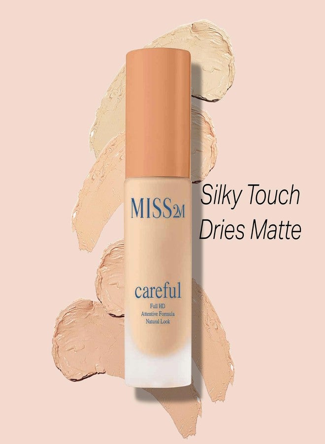 ميس تو ام كريم أساس MISS2M Careful HD بتغطية كاملة مع الكولاجين وحبيبات دقيقة لتنعيم البشرة ومنحها مظهرًا مطفيًا بدون مسام: 103 عاجي حريري، 1.01 أونصة سائلة - Image 3