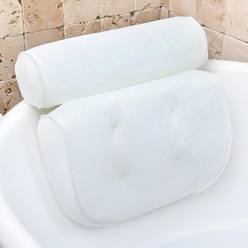 Bath Pillow for Bathtub Comfortable Breathable 3D Mesh Design – Strong Suction Cup Non-Slip Bathtub Pillow with Full Support for Head, Neck, Shoulders, Back, Quick Drying for Daily Use - Image 1