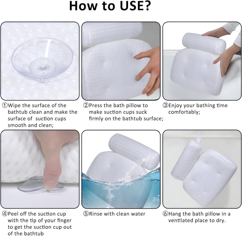 Bath Pillow for Bathtub Comfortable Breathable 3D Mesh Design – Strong Suction Cup Non-Slip Bathtub Pillow with Full Support for Head, Neck, Shoulders, Back, Quick Drying for Daily Use - Image 5