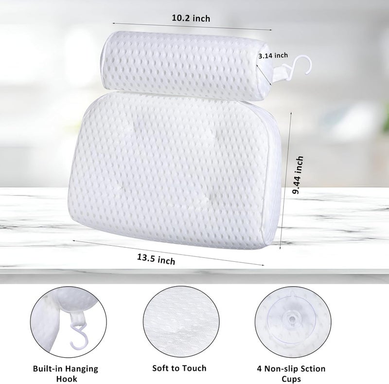 Bath Pillow for Bathtub Comfortable Breathable 3D Mesh Design – Strong Suction Cup Non-Slip Bathtub Pillow with Full Support for Head, Neck, Shoulders, Back, Quick Drying for Daily Use - Image 2