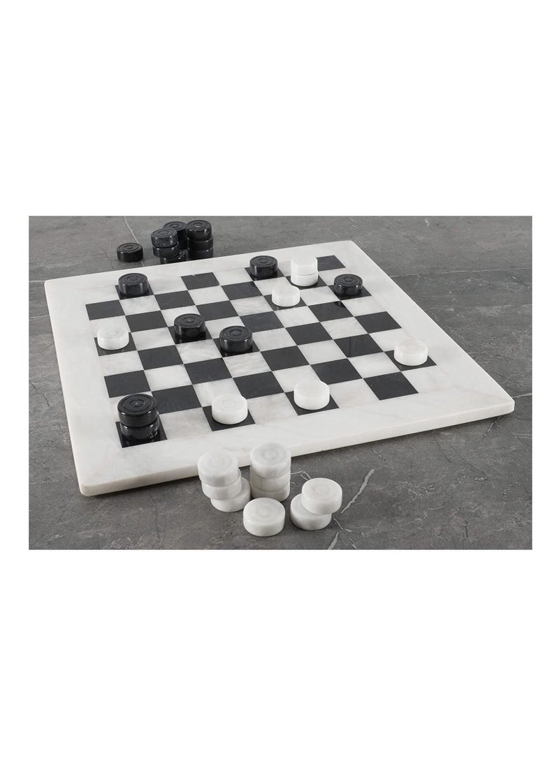 RADICALn RADICALn Checkers Board Game White and Black Handmade Marble Tournament Set Draughts Chess Board Games  - Image 2