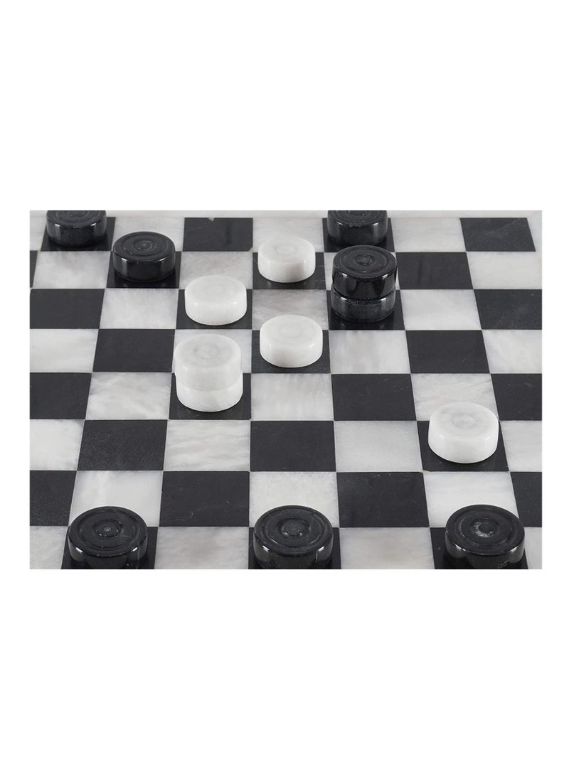RADICALn RADICALn Checkers Board Game White and Black Handmade Marble Tournament Set Draughts Chess Board Games  - Image 5