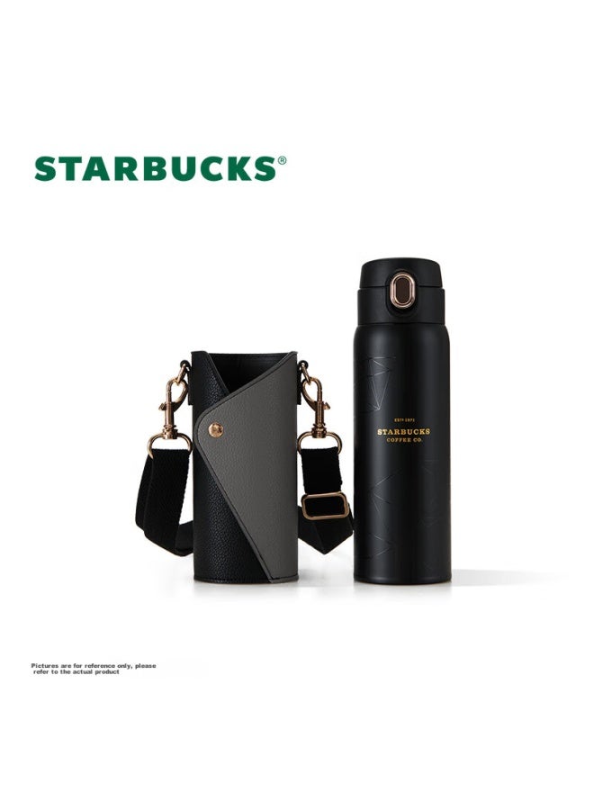 Starbucks كوب ستاربكس تريجر سيريز جولدن فلو من الفولاذ المقاوم للصدأ مع غلاف كوب، 450 مل، كوب معزول، هدية عيد ميلاد - Image 1