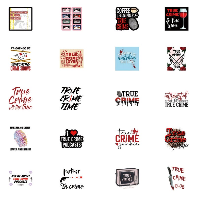YEESACG 128pcs True Crime Aesthetic Sticker, Cute Cartoon Vinyl Waterproof Stickers for Water Bottle,Skateboard,Laptop,Phone,Journaling,Scrapbooking Decals for Party Supply Decor - Image 2