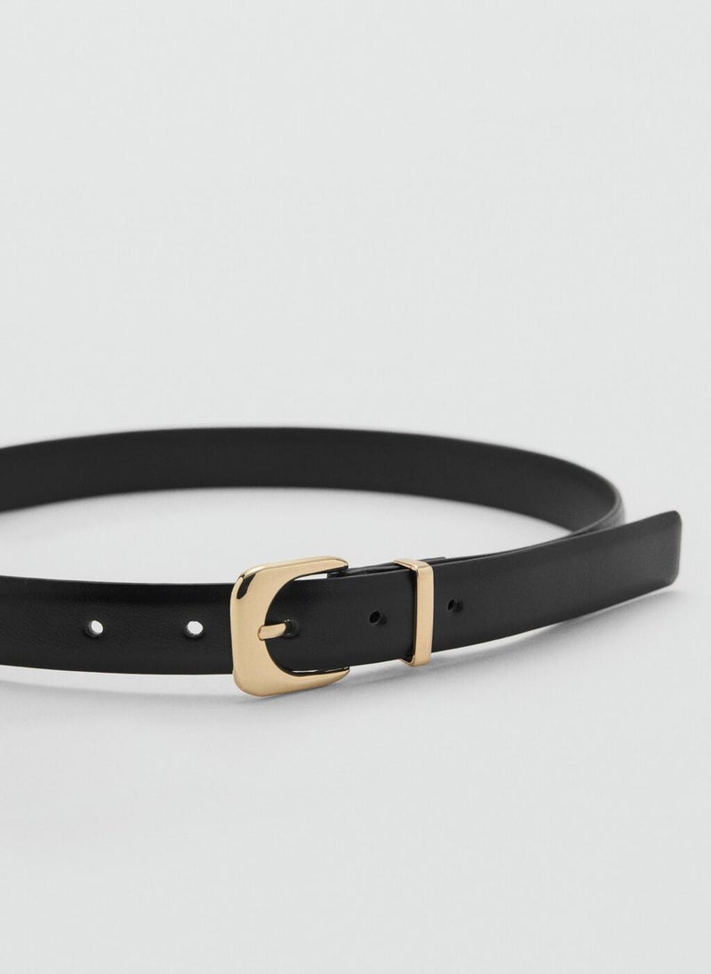 MANGO Leather Effect Belt With Buckle  - Image 3