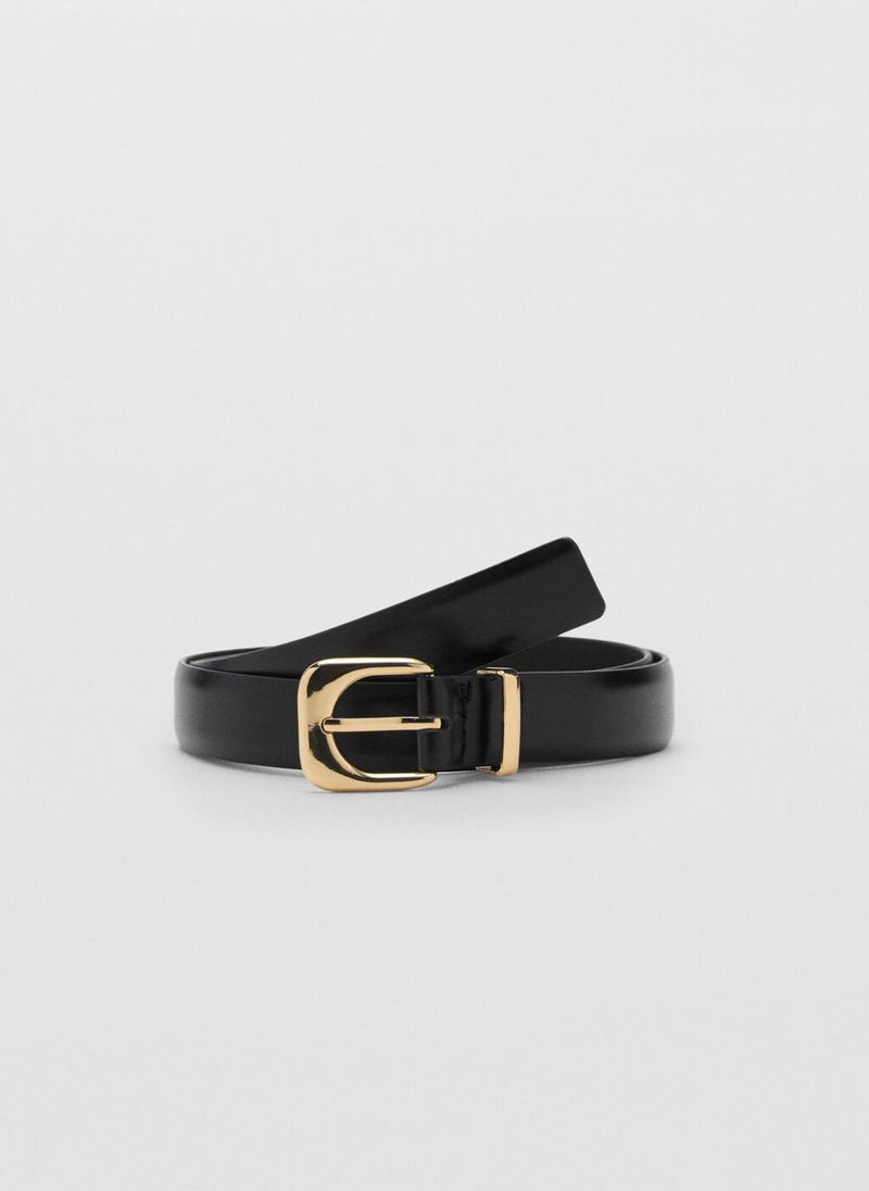MANGO Leather Effect Belt With Buckle  - Image 1