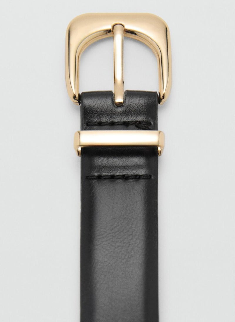 MANGO Leather Effect Belt With Buckle  - Image 4