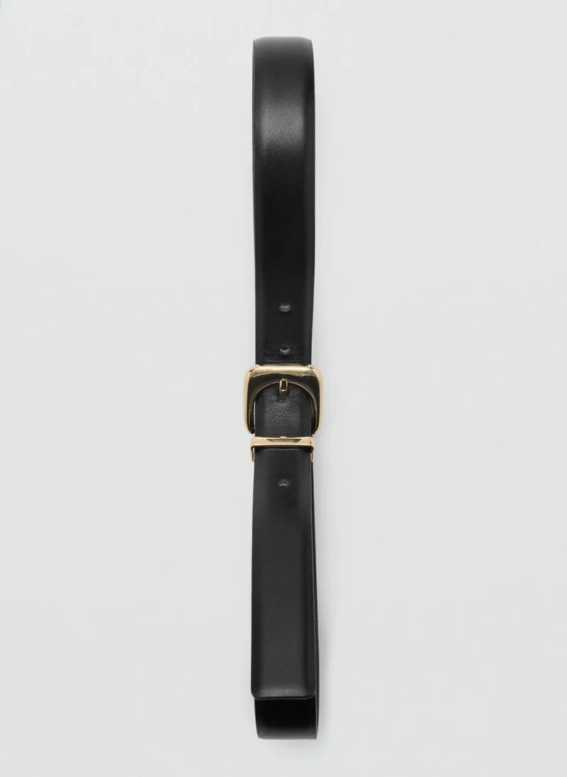 MANGO Leather Effect Belt With Buckle