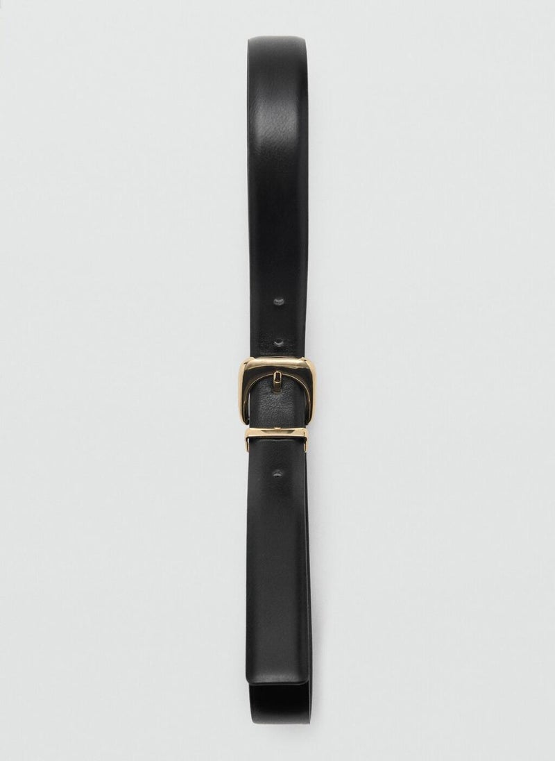 MANGO Leather Effect Belt With Buckle  - Image 2