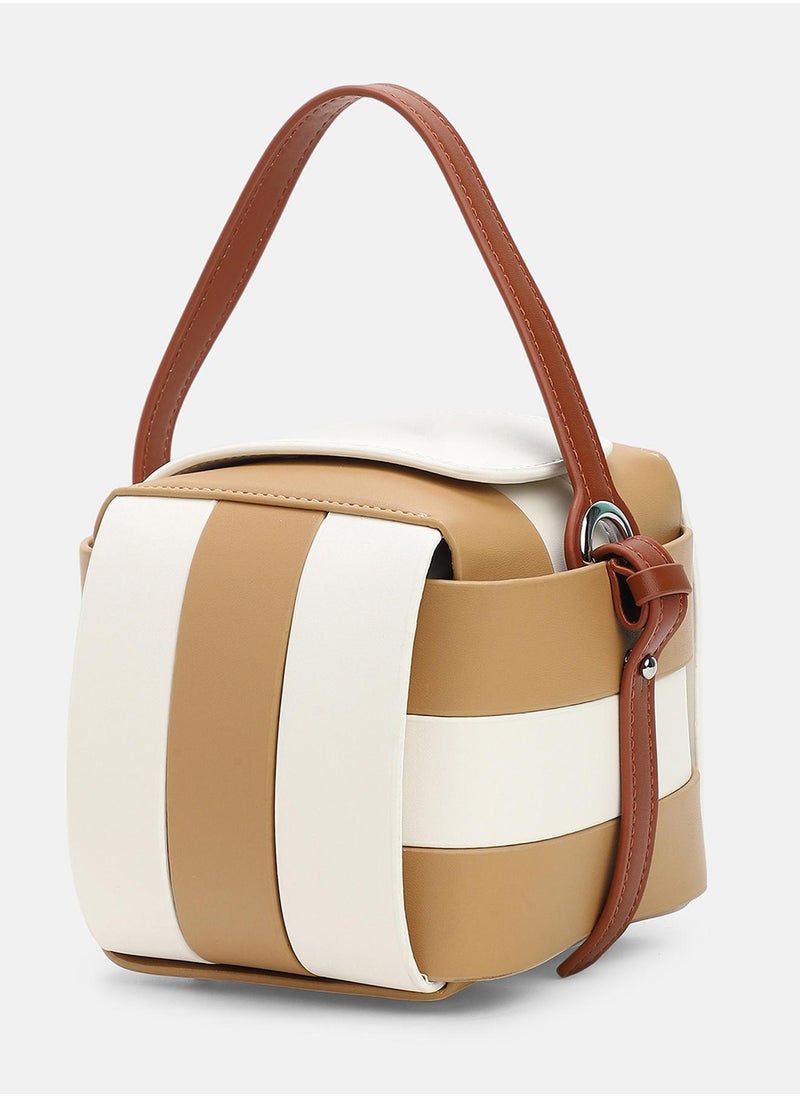 Haute Sauce - Colour block Zip Lock Regular Vegan Leather Hand Bag For Women - Image 1
