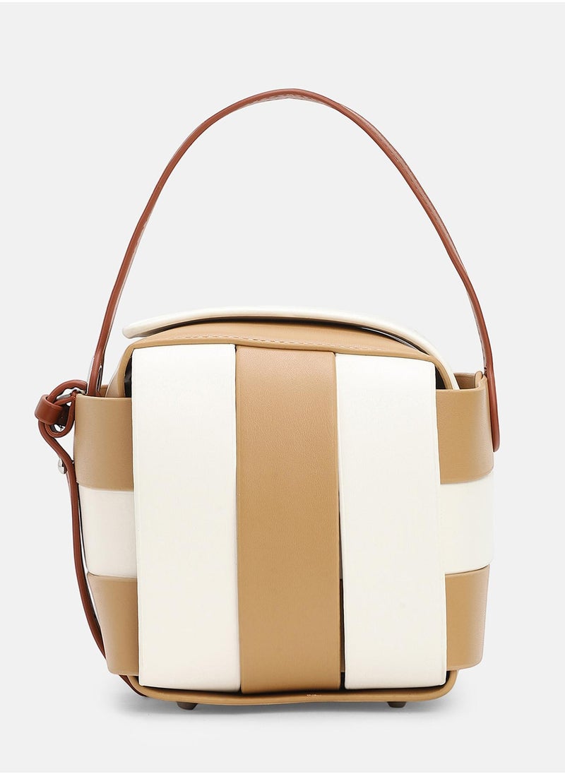 Haute Sauce - Colour block Zip Lock Regular Vegan Leather Hand Bag For Women - Image 1