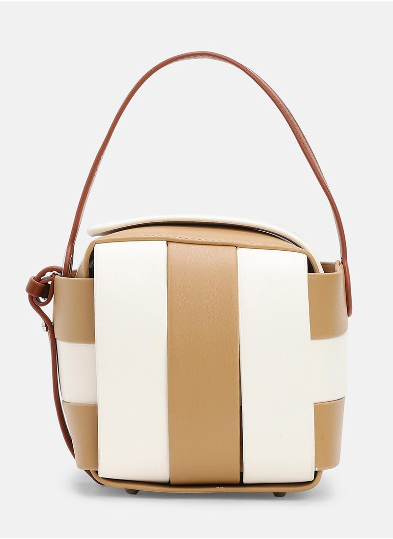 Haute Sauce - Colour block Zip Lock Regular Vegan Leather Hand Bag For Women - Image 1