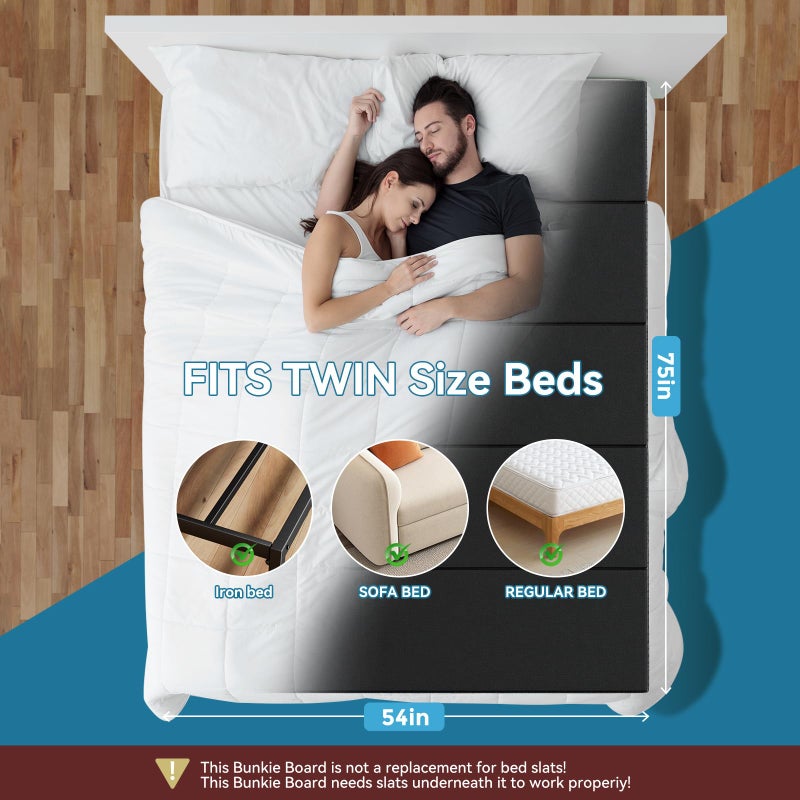 JASMINELOVER Bunkie Board Twin Size 38x75- Heavy Duty Reinforced Wood Bed Boards for Under Mattress, Universal Sleeper Sofa Support Board with Anti-Sag Design for Metal Bed Frame, Platform Beds&Pull Out Couches - Image 2