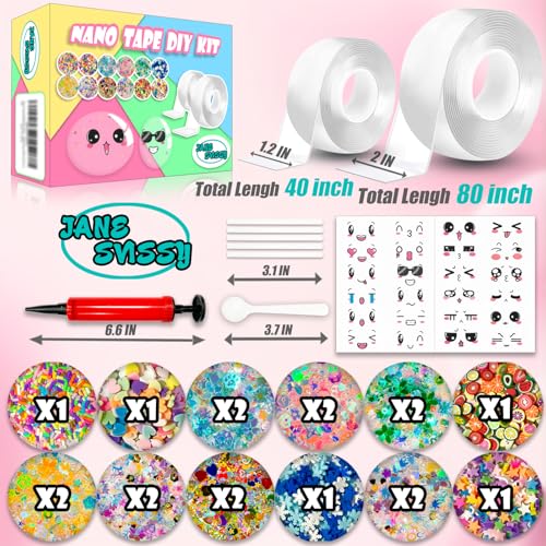 JANESVISSY Nano Tape Bubble Kit, Toys for Girls, DIY Craft Kit, Cool Stuff for Girls, Cute Stuff, Cool Things for Kids, Boys,Gift for 4, 5, 6, 7, 8, 9, 10, 11, 12 Years Old Kids, 2PCS (2"&1.2") - Image 2