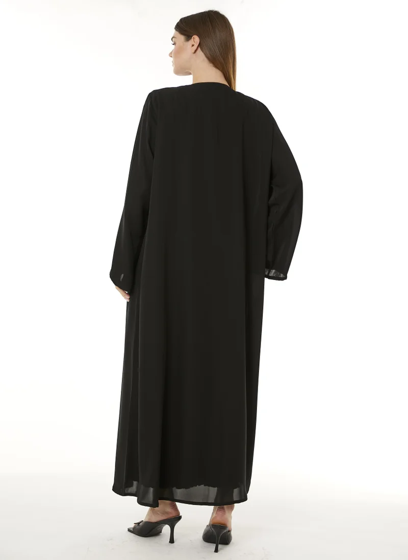 Moistreet MOiSTREET Black Korean Nida Hand Embellished Abaya