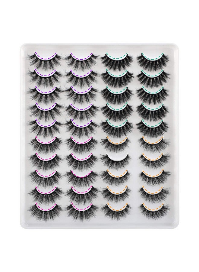 JIMIRE 20 Pairs False Eyelashes 4 Styles Mink Eyelashes Fluffy Pack 3D Volume Faux Mink Cat Eye Lashes Pack - Image 1