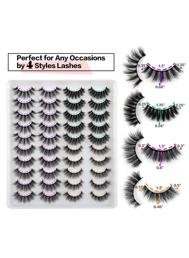 JIMIRE 20 Pairs False Eyelashes 4 Styles Mink Eyelashes Fluffy Pack 3D Volume Faux Mink Cat Eye Lashes Pack - Image 3