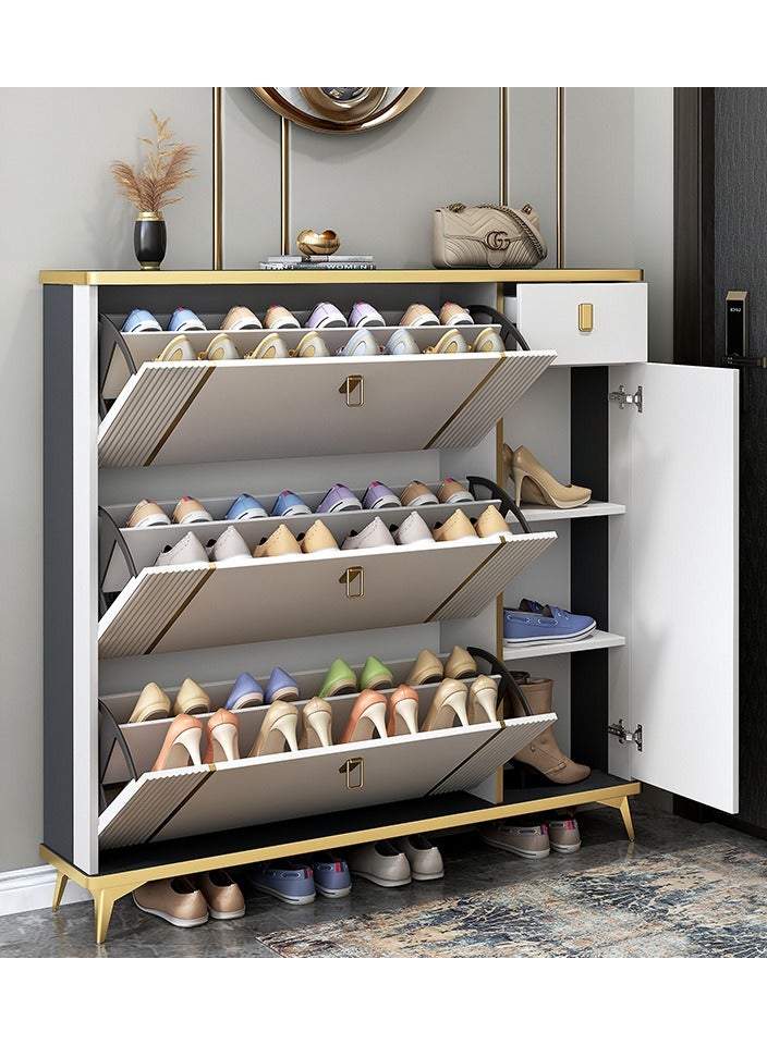 خزانة أحذية رفيعة للمدخل، خزانة أحذية بأربعة أدراج قابلة للطي، خزانة أحذية للمدخل للمنزل والشقة - Image 3