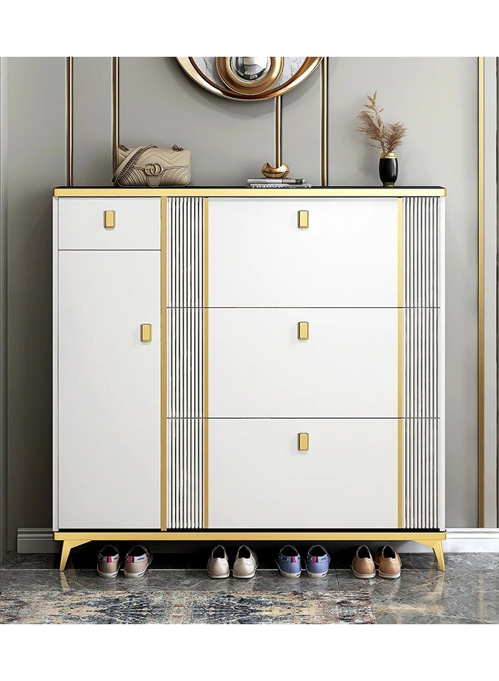 خزانة أحذية رفيعة للمدخل، خزانة أحذية بأربعة أدراج قابلة للطي، خزانة أحذية للمدخل للمنزل والشقة - Image 2