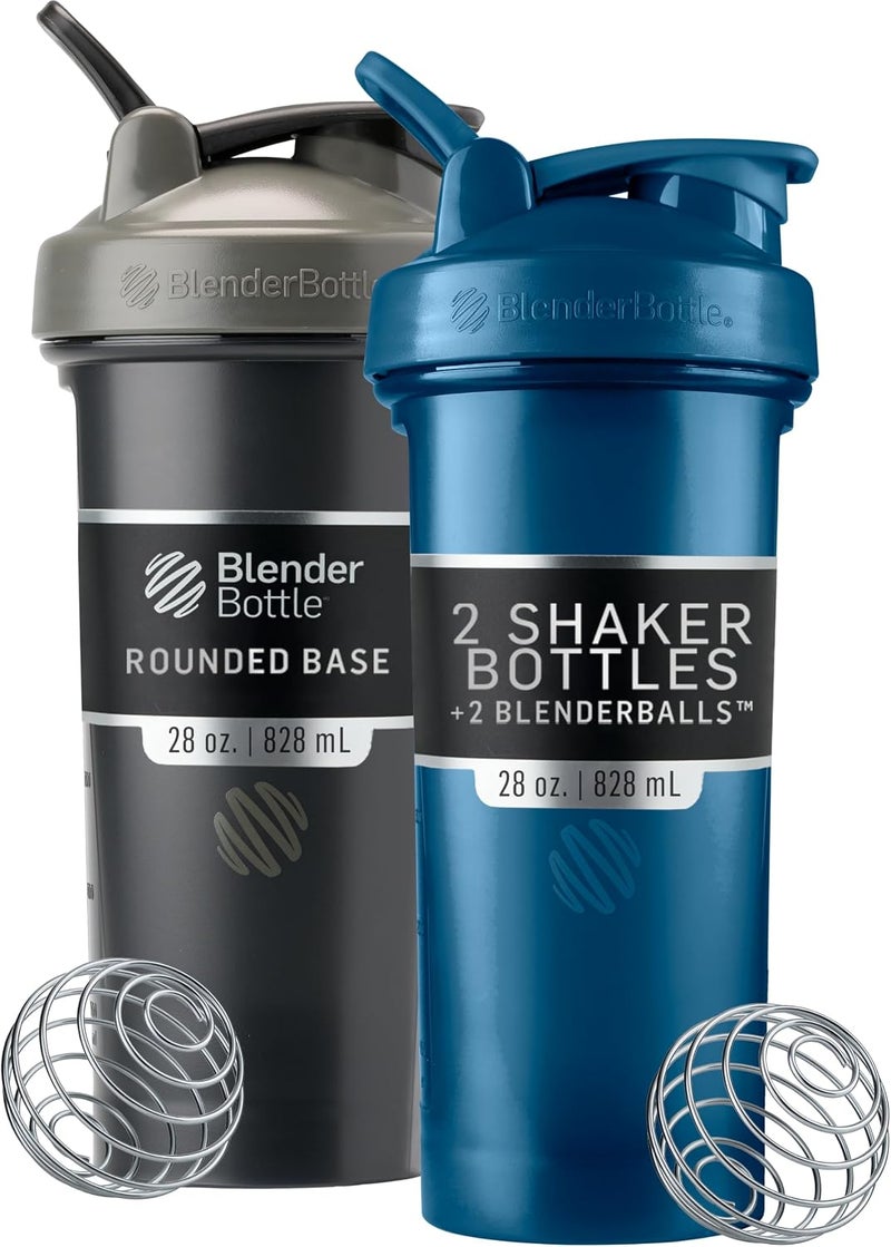 BlenderBottle Classic V2 Shaker Bottle Perfect for Protein Shakes and Pre Workout, 28-Ounce (2 Pack), Black and Navy - Image 1