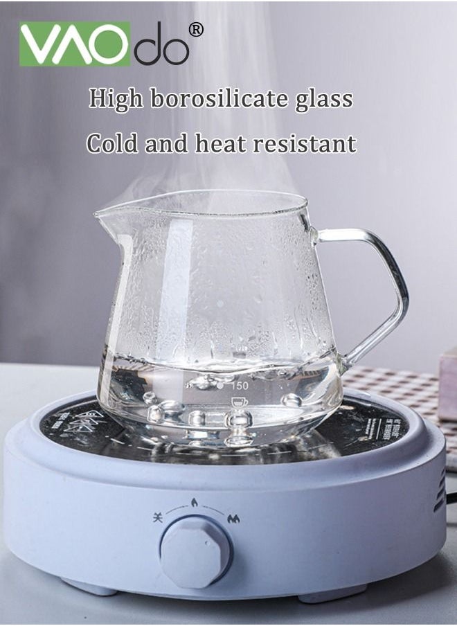 VAOdo - 103PCS Pour Over Coffee Machine Set With Extra Large Coffee Dripper High Borosilicate Cold And Heat Resistant With 100 Pieces Of Coffee Filter Paper Unique Home Or Office Set 600ml Coffee Pot - Image 1
