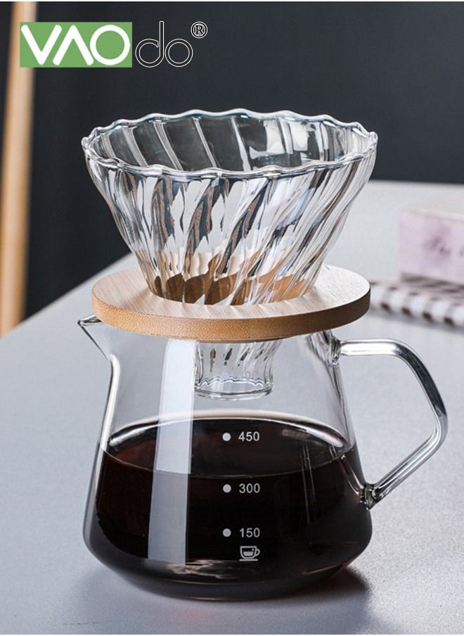 VAOdo - 103PCS Pour Over Coffee Machine Set With Extra Large Coffee Dripper High Borosilicate Cold And Heat Resistant With 100 Pieces Of Coffee Filter Paper Unique Home Or Office Set 600ml Coffee Pot - Image 1