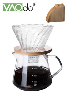 103PCS Pour Over Coffee Machine Set With Extra Large Coffee Dripper High Borosilicate Cold And Heat Resistant With 100 Pieces Of Coffee Filter Paper Unique Home Or Office Set 600ml Coffee Pot