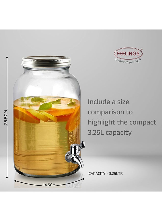 Feelings Glass Beverage Dispenser With Silver Lid 3.25L - Image 2