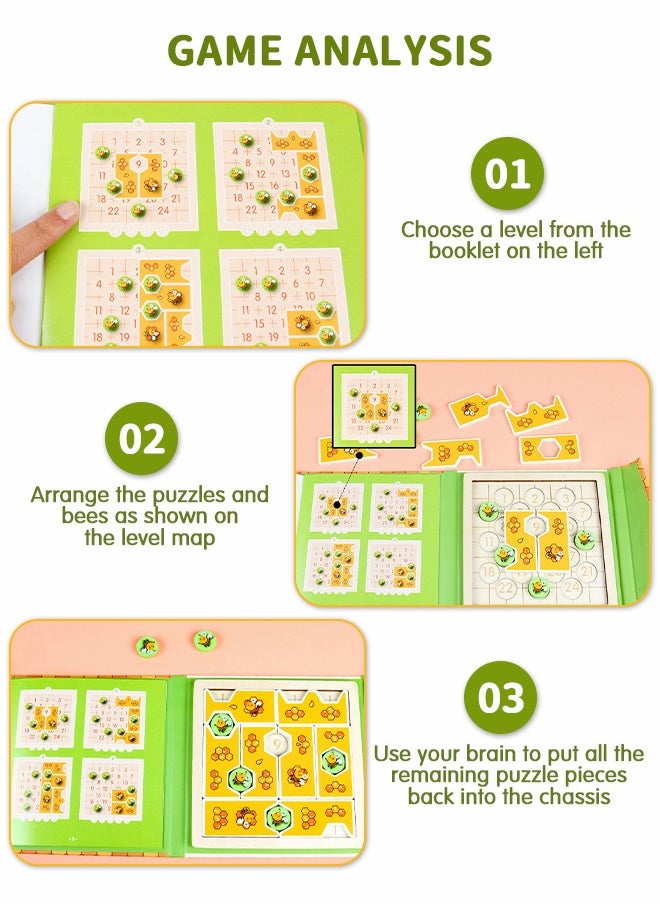 GROIC Children's Tangram Puzzle, Bee Puzzle Game, Brain Teaser Puzzle Game, Early Childhood Learning Toys, Stem Montessori Toy with 48 Levels  - Image 3