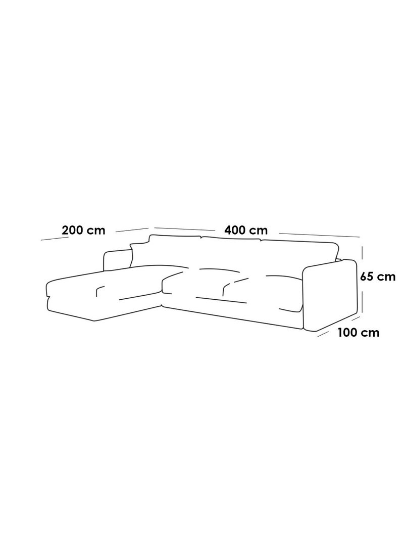 Betak Swedish Wood and Linen L-Shape Sofa - Off White and Brown - Image 2