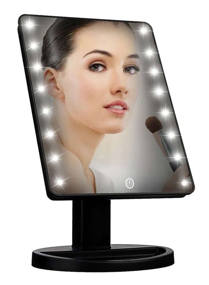 أيديا وركس مرآة محمولة لمستحضرات التجميل مع مصابيح LED  اسود - Image 1