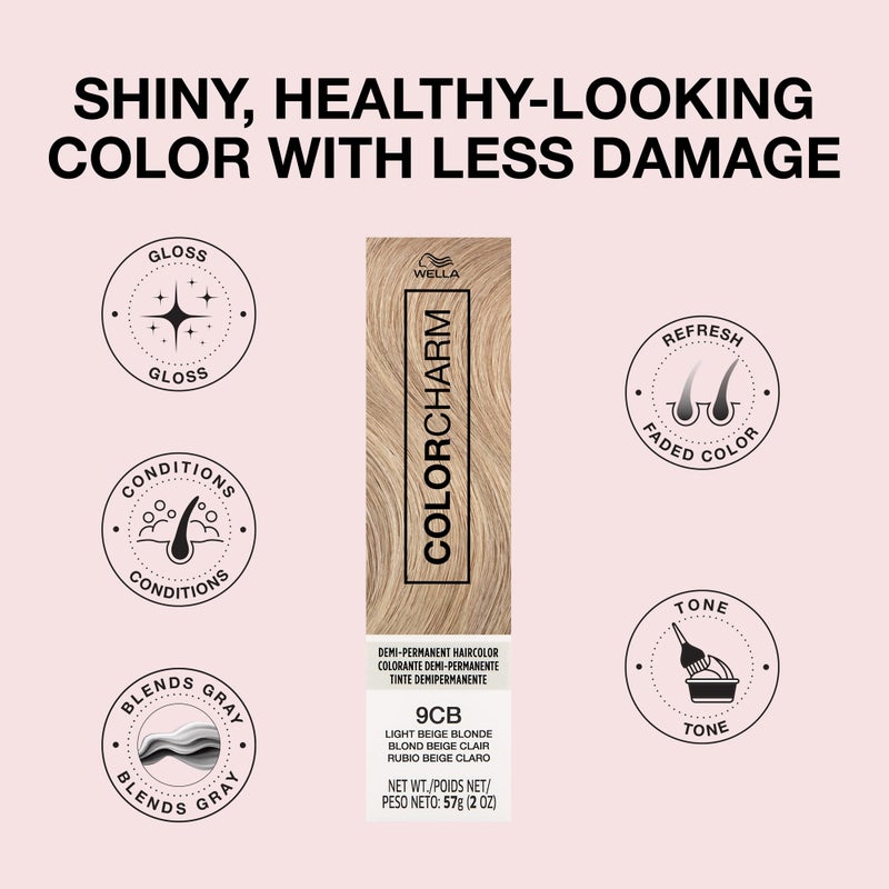 COLORCHARM Demi Permanent Hair Color| 9CB Light Beige Blonde | Gloss, Refresh and Tone | 2 Fl Oz - Image 4